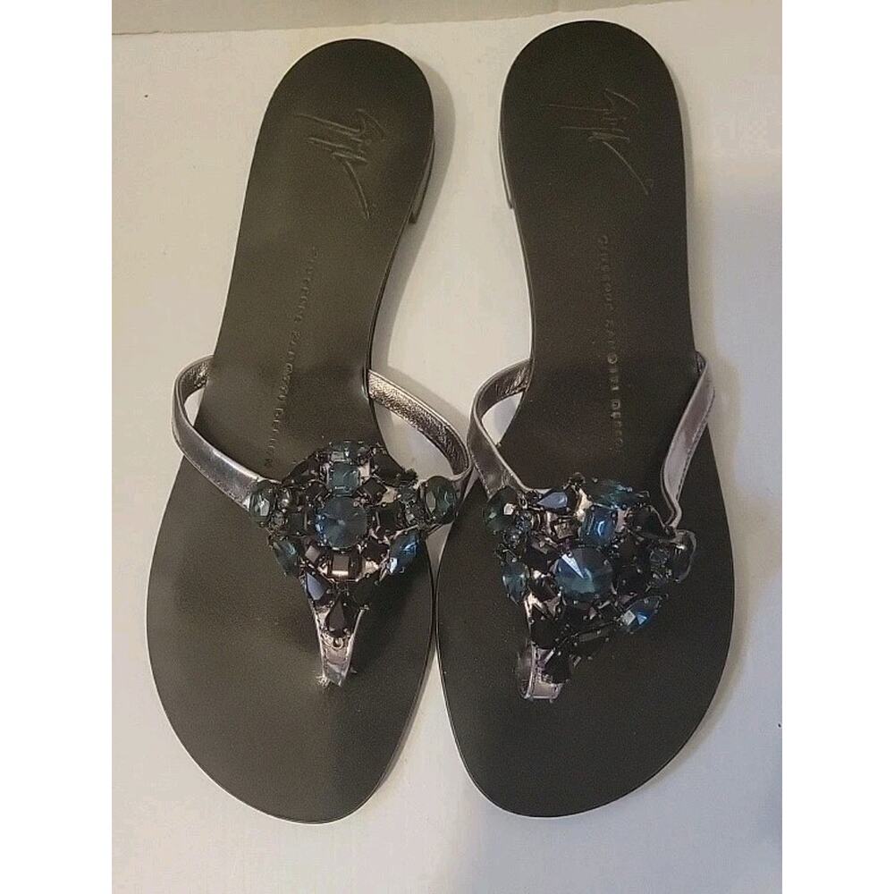 Guiseppe Zanotti Cystal Jewell Embellished Flat Sandals 8.5 B